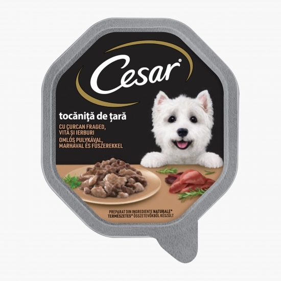 Hrană umedă pentru câini adulți, 150g, cu curcan și vită