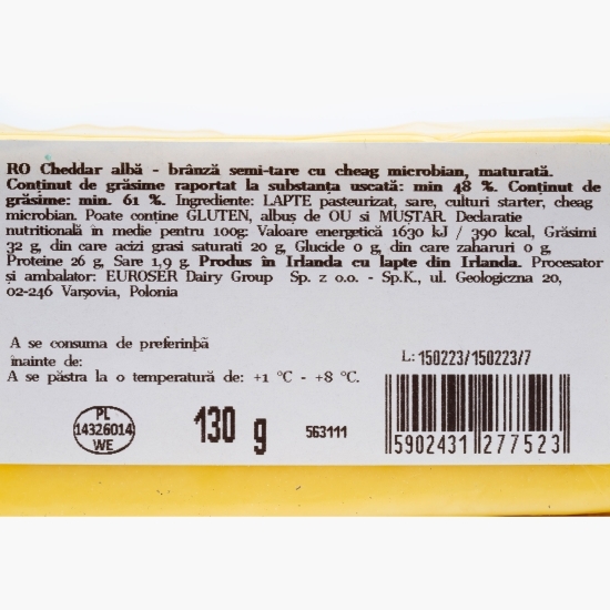 Brânză Cheddar White (alb) 130g