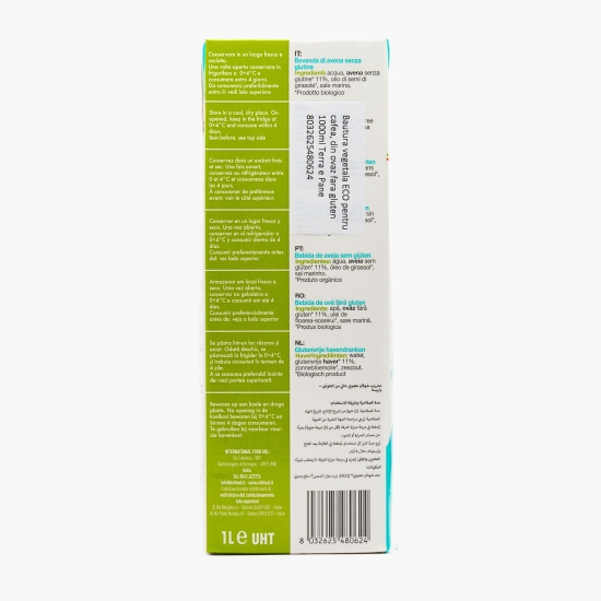 Băutură vegetală eco din ovăz fără gluten Barista, 1l