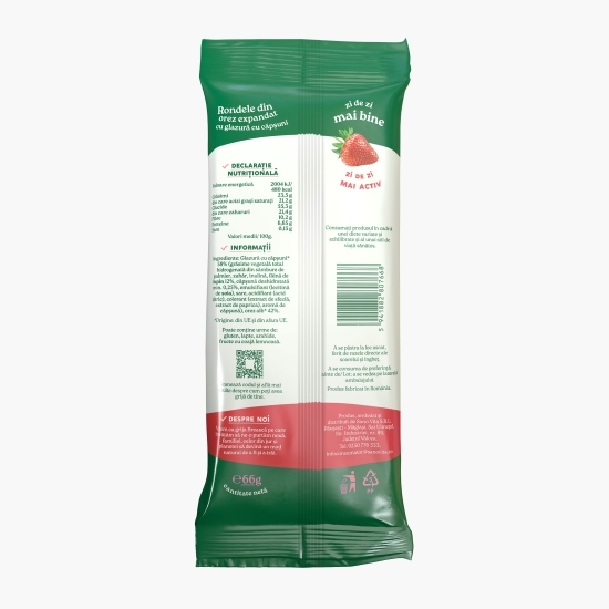 Rondele din orez cu glazură de căpșuni 66g