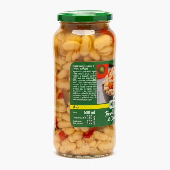 Fasole albă cu legume și ciuperci de pădure 570g