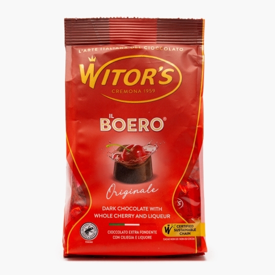 Praline din ciocolată neagră cu cireșe și lichior Il Boero 125g
