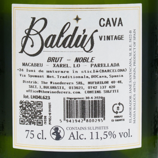 Vin spumant Cava Reserva Brut, 11.5%, 750ml