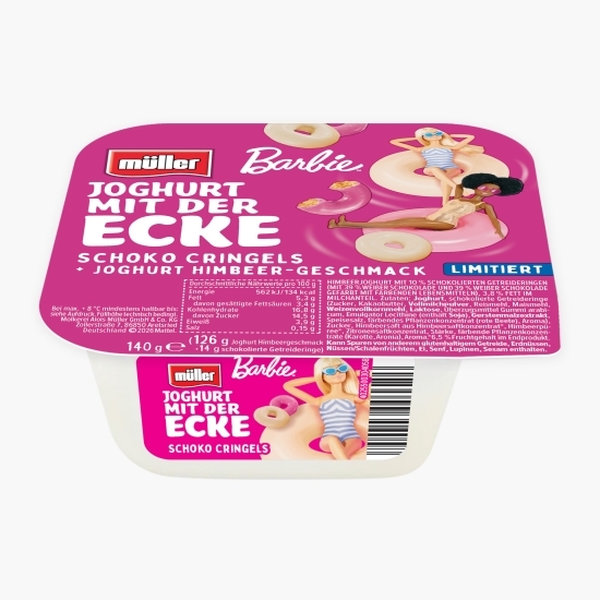 Iaurt mix cu inele glazurate în ciocolată Barbie, 140g