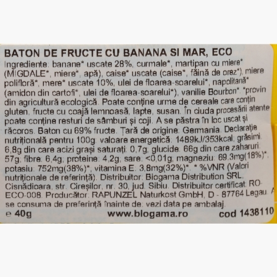 Baton eco cu banană și măr, 40g
