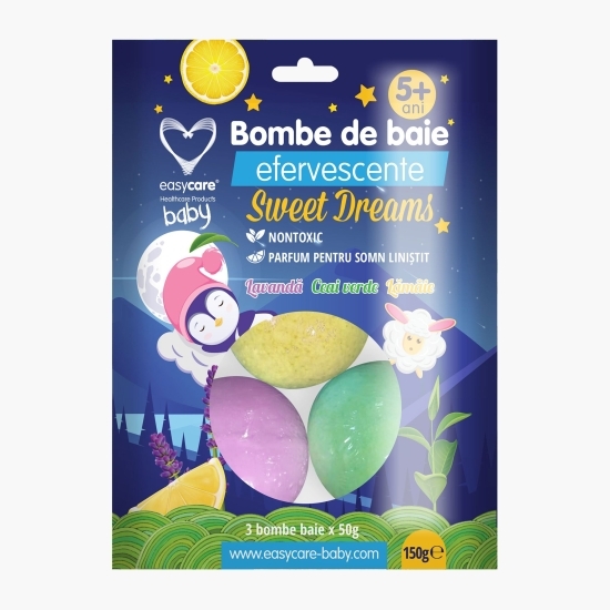 Bombe de baie efervescente pentru copii, Sweet Dreams, 3 buc/pungă