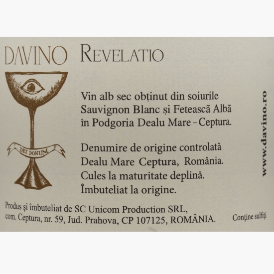 Vin alb sec Sauvignon Blanc & Fetească Albă, 13.5%, 0.75l