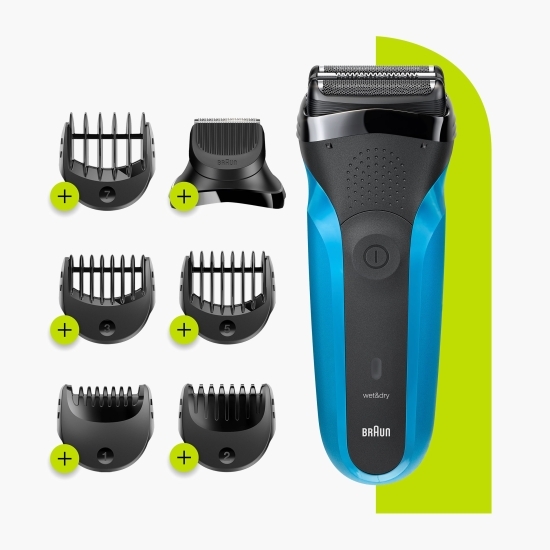 Aparat de ras electric Series 3 Shave&Style 310BT Wet&Dry 3 lame flexibile + cap trimmer, 5 piepteni, negru/albastru
