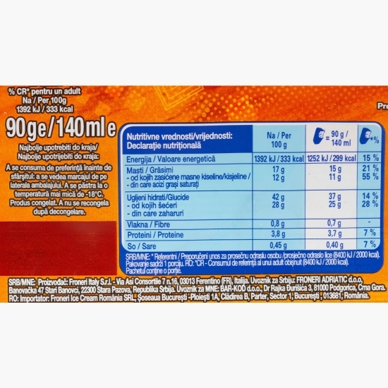 Înghețată sandwich cu caramel sărat Waffle, 140ml (90g)