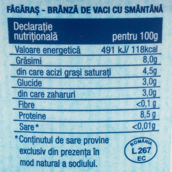 Brânză Făgăraș de Ibănești 8% grăsime 185g