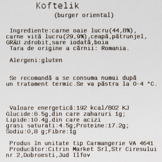 Burger oriental Koftelik 400g
