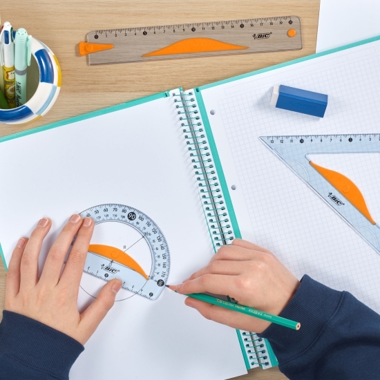 Set geometrie - riglă dublă 20cm, echer și raportor 180º