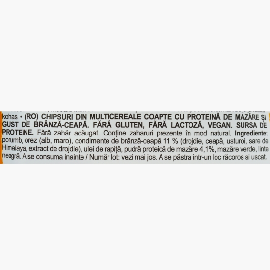 Chipsuri cu proteină de mazăre și aromă de brânză și ceapă, fără gluten 60g