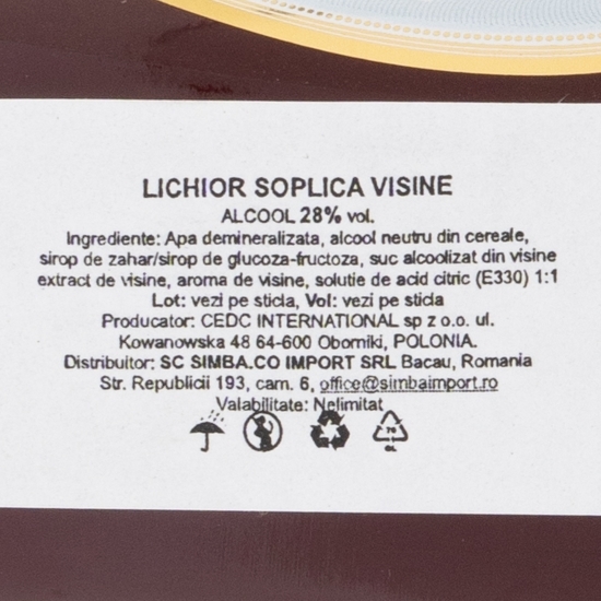 Lichior vișinată 28% alc. 500ml