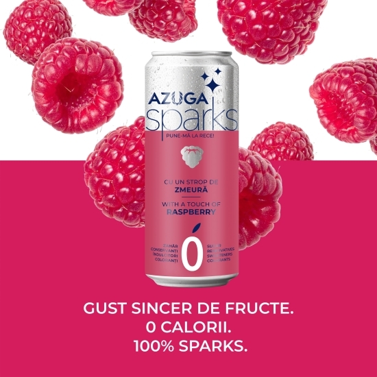 Apă carbogazoasă Sparks, cu extract natural de zmeură 0.33l