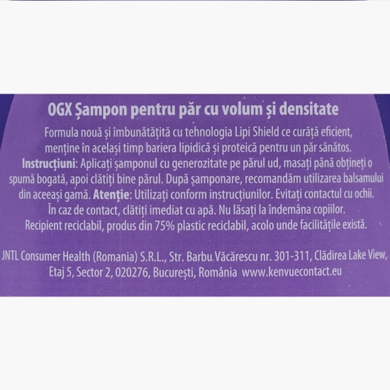 Șampon pentru păr cu volum și densitate 385ml