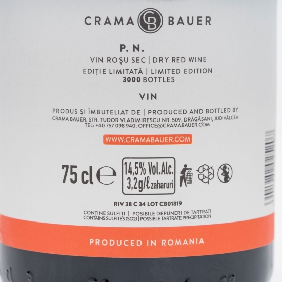 Vin roșu sec Pinot Noir, 14.5%, 0.75l