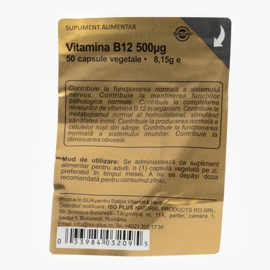 Vitamina B12 500 μg ,50 capsule vegetale 