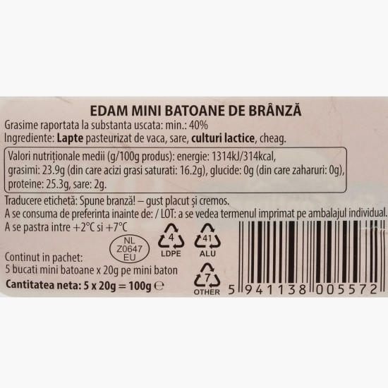Brânză Edam mini batoane 5x20g