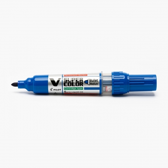 Marker permanent VSuper Color, 4.5 mm, vârf rotund, albastru