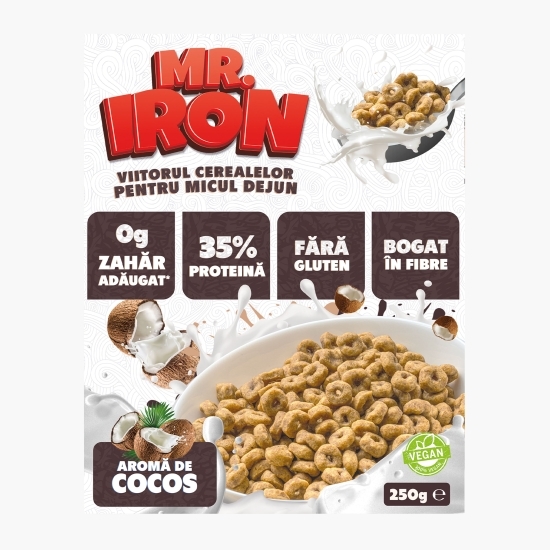 Cereale vegane cu aromă de cocos, cu 35% proteină, fără zahăr, low carb, fără gluten 250g