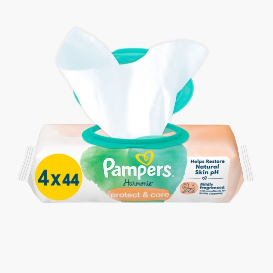 Șervețele umede pentru bebeluși Harmonie Calendula, 4 pachete x 44 buc, 176 buc