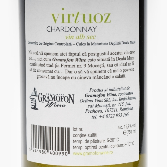 Vin alb sec Virtuoz Chardonnay, 12.9%, 0.75l
