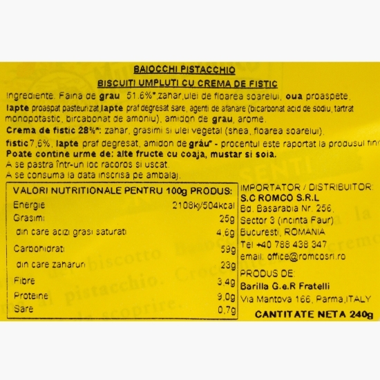 Biscuiți cu cremă de fistic Baiocchi, 240g