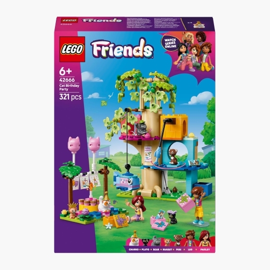 Petrecere de ziua de naștere a pisicii și casuță în copac, 42666 Friends, 321 piese, +6 ani