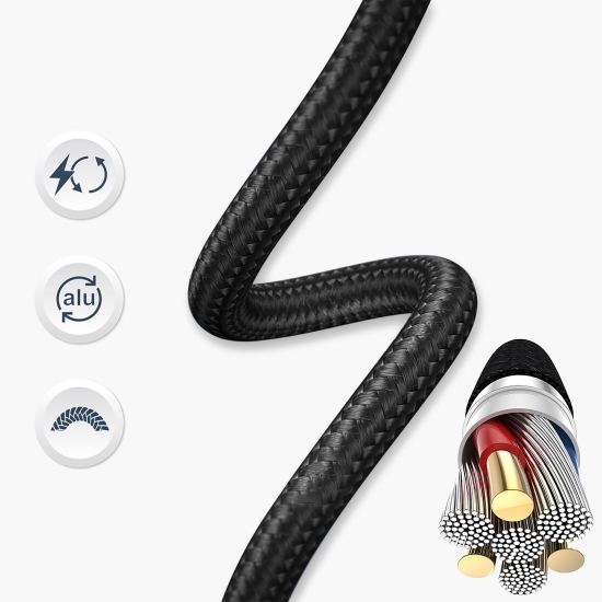 Cablu minimalist USB to USB-C, 3A, 1m