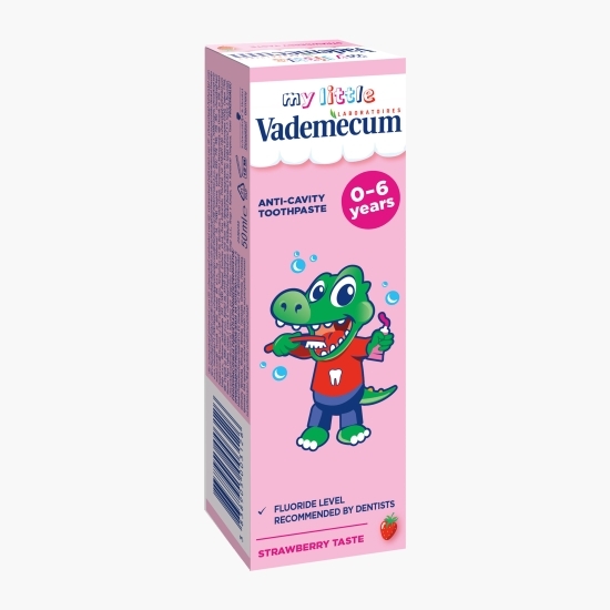 Pastă de dinți pentru copii, cu fluor, pentru dinți de lapte, aromă căpșuni, 0-6 ani, 50ml