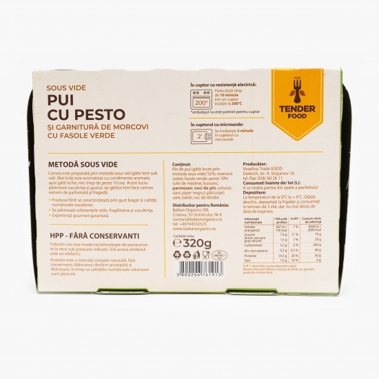 Pui cu pesto, morcovi și fasole verde 320g