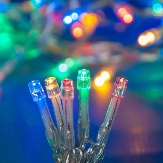 Instalație de Crăciun 3m, multicolor cu baterii tip liniar, 2 jocuri de lumini, 30 LED -uri