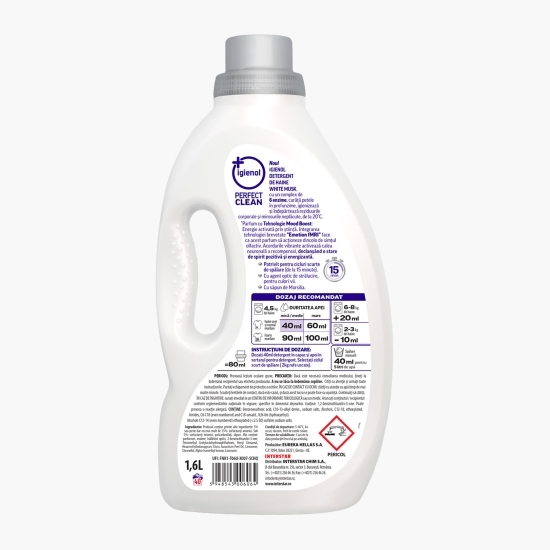 Detergent de rufe lichid Perfect Clean White Musk, 40 spălări, 1.6l