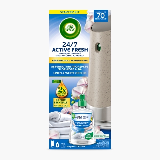 Odorizant de cameră kit spray automat fără aerosoli Orhidee Albă 228ml