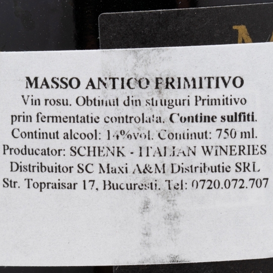 Vin roșu sec Primitivo di Salento, 14%, 0.75l