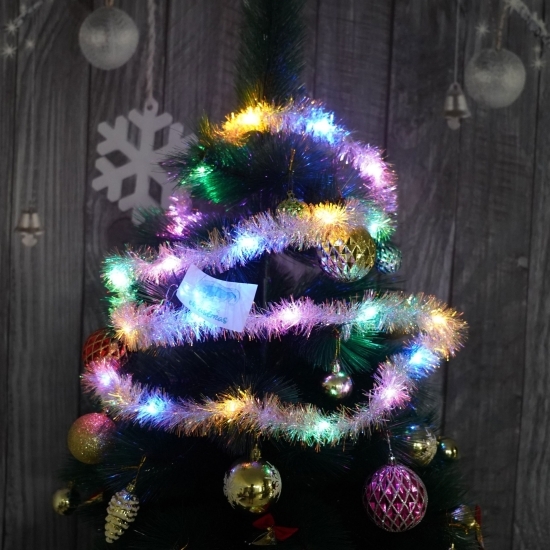 Beteală Crăciun cu LED, multicoloră, 2mx5cm