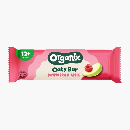 Batoane ecologice din ovăz integral cu mere și zmeură, 6x23g, 12+ luni