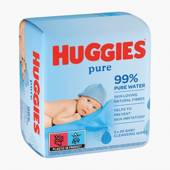 Șervețele umede pentru bebeluși, Pure 3x56 buc