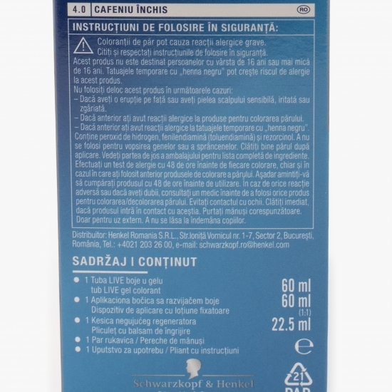 Vopsea de păr permanentă sub formă de gel 4.0 Dark mocca 142.5ml