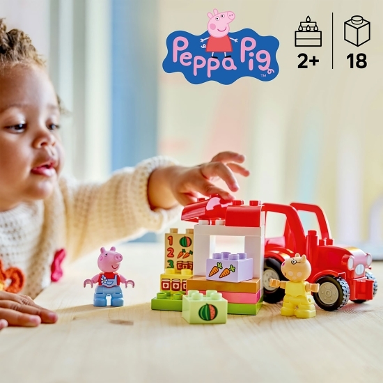 Peppa Pig - Tractor și piață, 10468 Duplo, 18 piese, +2 ani