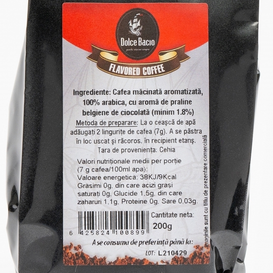 Cafea măcinată cu aromă de praline belgiene de ciocolată 200g