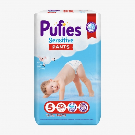 Scutece-chiloțel Sensitive Pants, 5 Junior, Maxi Pack, 12-18kg, 42 buc