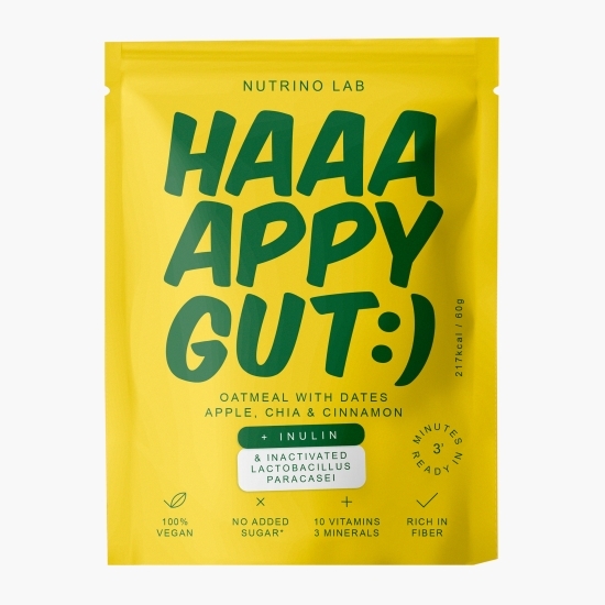 Fulgi de ovăz cu curmale, măr, semințe de chia și scorțișoară Happy Gut, 60g