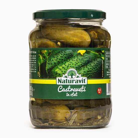 Castraveți dulci-acrișori, 6-9 cm, în oțet 580g