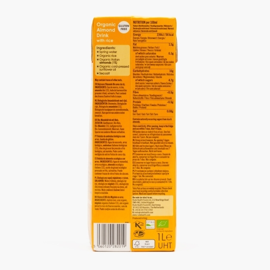 Băutură vegetală eco din migdale, fără zahăr adăugat, 1l