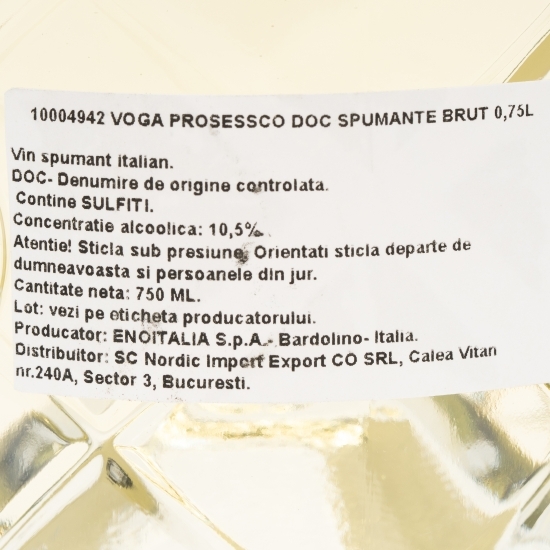 Vin alb brut Prosecco, 10.5%, 0.75l