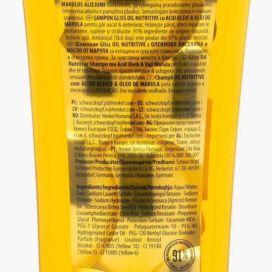 Șampon pentru păr uscat și deteriorat Oil Nutritive 400ml