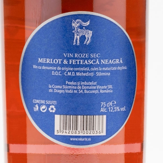 Vin rose sec Merlot & Fetească Neagră, 12.5%, 0.75l