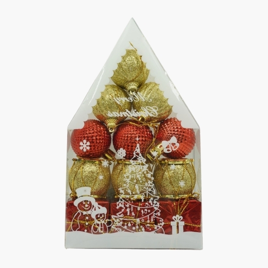 Set ornamente de brad tip glob, polistiren, 12 buc